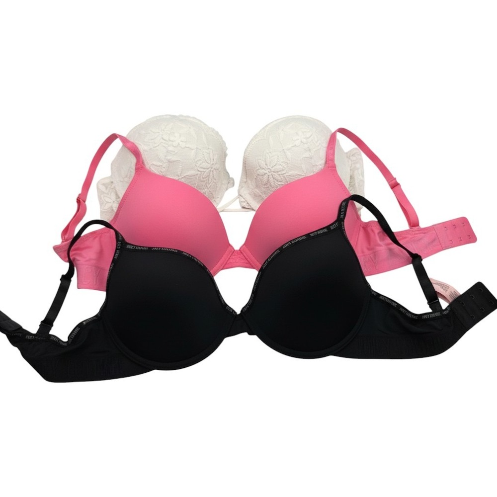 Juicy Couture Intimates Bra Lot 3pc Black Pink White Lace 36B 34C 85B 6559-28 O8